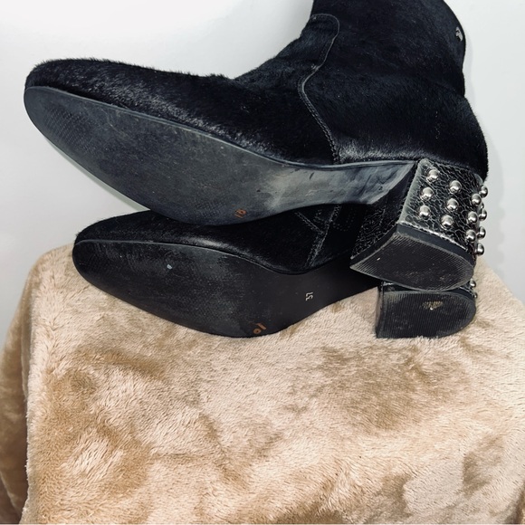 Gioseppo Black Haircalf Ankle  Boots w/ Studded Heel - Slouchy Silhouette - EU37 - Picture 10 of 10